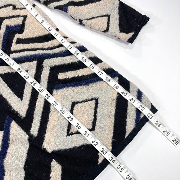 Lucky Brand Intarsia Knit Cardigan Waterfall Drape Open Front Boho Shawl Sweater - Picture 16 of 16